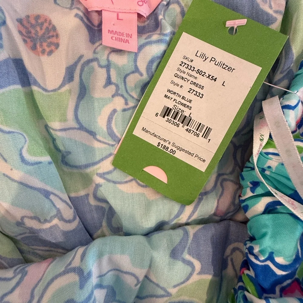 Lily Pulitzer Quincy Strapless Dress - Blue and Green NWT - Picture 8 of 9
